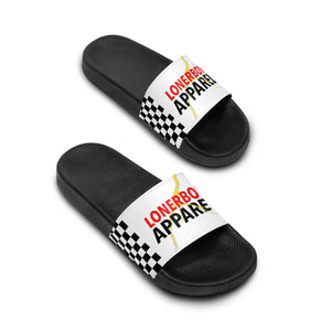 Men's "Slide On 'em" LONERBOY Checkered Slides (White)