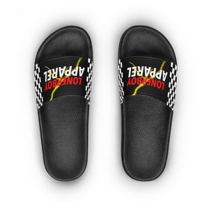 Men's "Slide On 'em" LONERBOY Checkered Slides (Black)