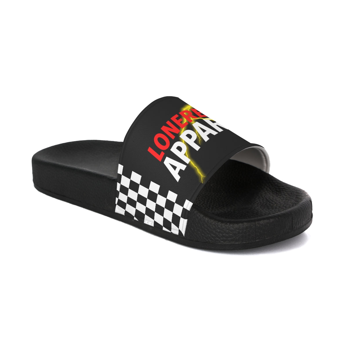 Men's "Slide On 'em" LONERBOY Checkered Slides (Black)