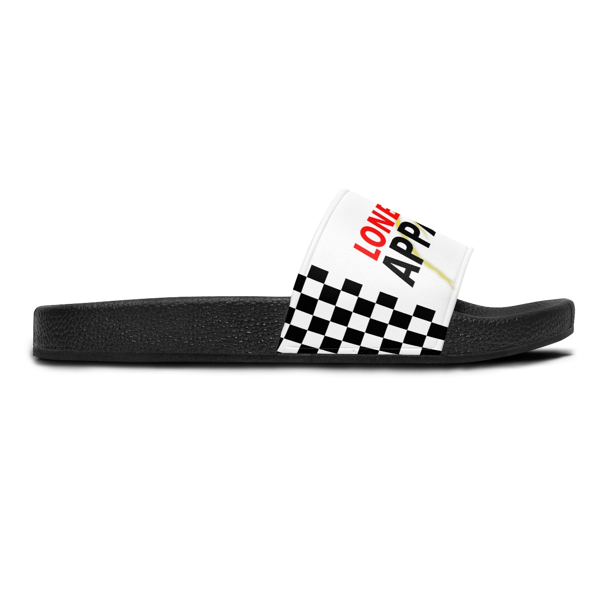 Men's "Slide On 'em" LONERBOY Checkered Slides (White)