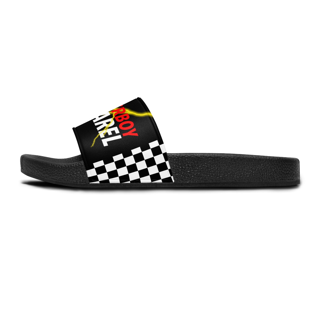 Men's "Slide On 'em" LONERBOY Checkered Slides (Black)