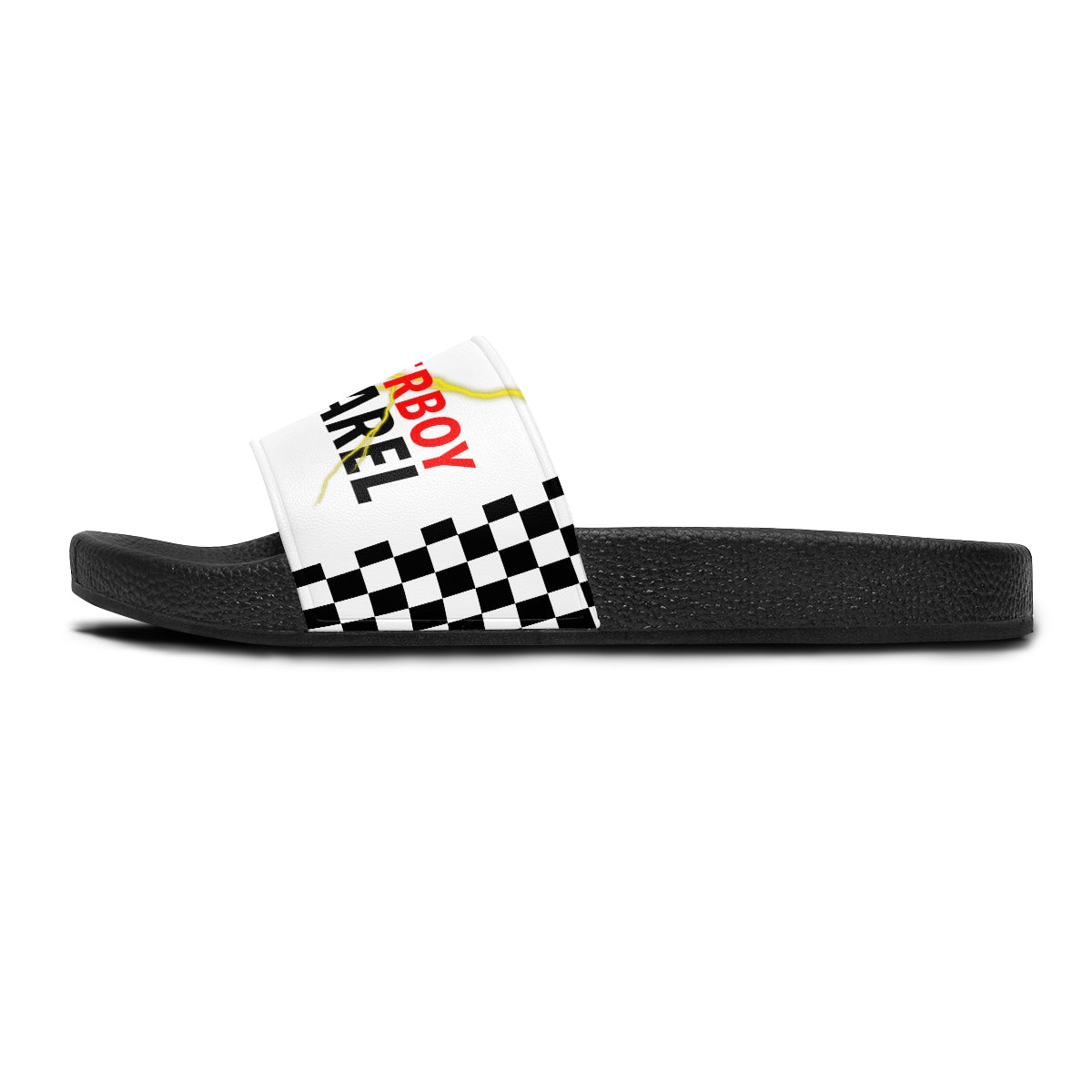 Men's "Slide On 'em" LONERBOY Checkered Slides (White)